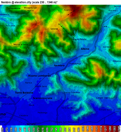 Zoom OUT 2x Nembro, Italy elevation map