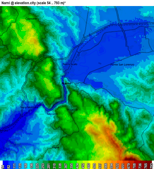 Zoom OUT 2x Narni, Italy elevation map