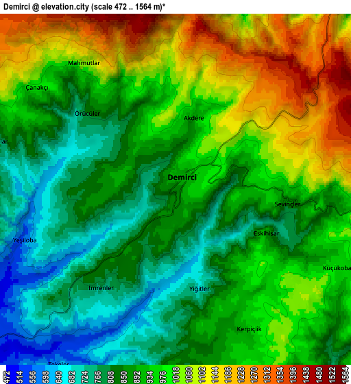 Zoom OUT 2x Demirci, Turkey elevation map