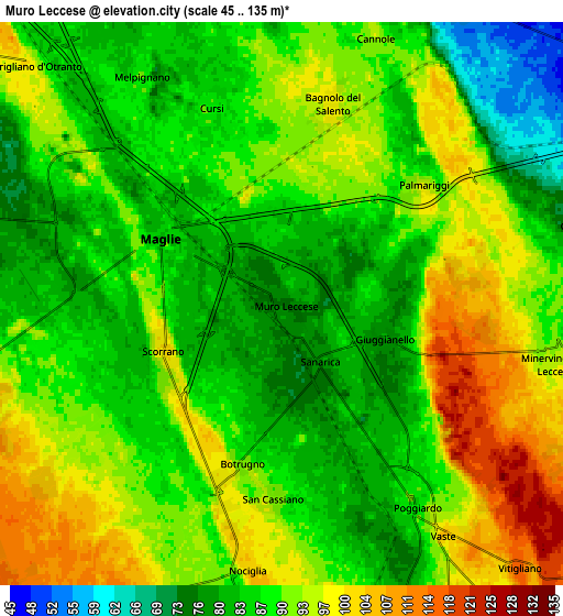 Zoom OUT 2x Muro Leccese, Italy elevation map