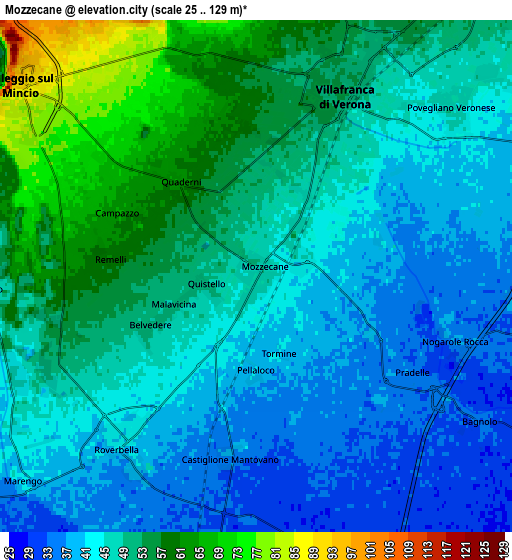 Zoom OUT 2x Mozzecane, Italy elevation map