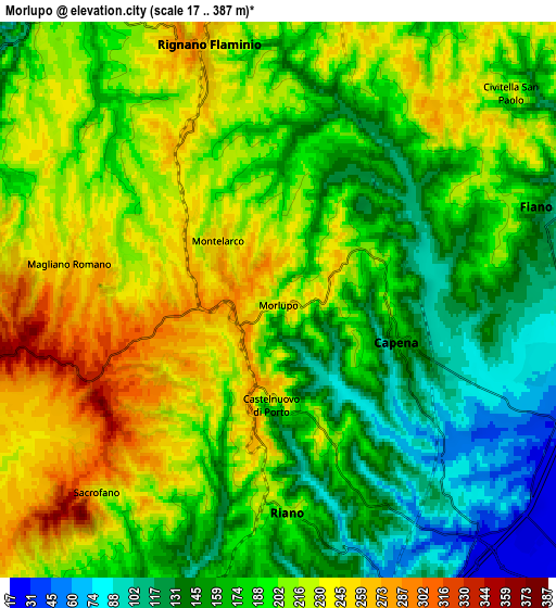 Zoom OUT 2x Morlupo, Italy elevation map