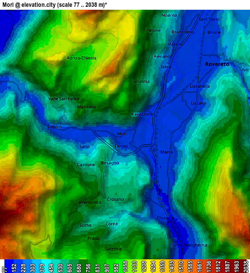 Zoom OUT 2x Mori, Italy elevation map