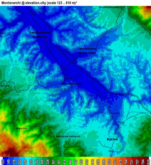 Zoom OUT 2x Montevarchi, Italy elevation map