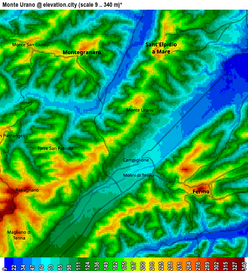 Zoom OUT 2x Monte Urano, Italy elevation map