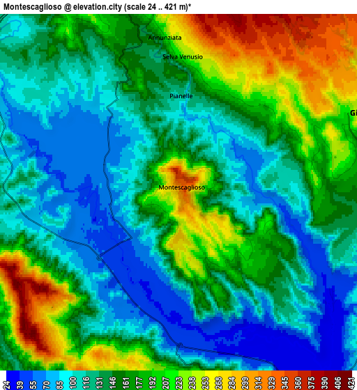 Zoom OUT 2x Montescaglioso, Italy elevation map