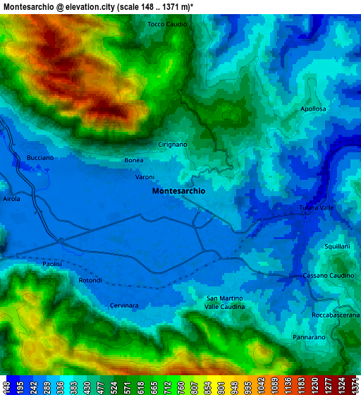 Zoom OUT 2x Montesarchio, Italy elevation map