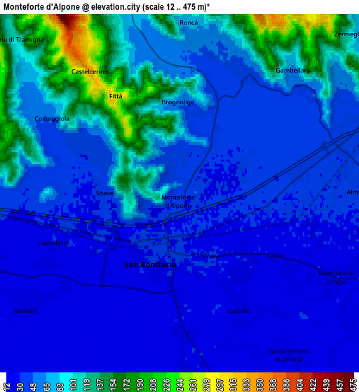 Zoom OUT 2x Monteforte d'Alpone, Italy elevation map