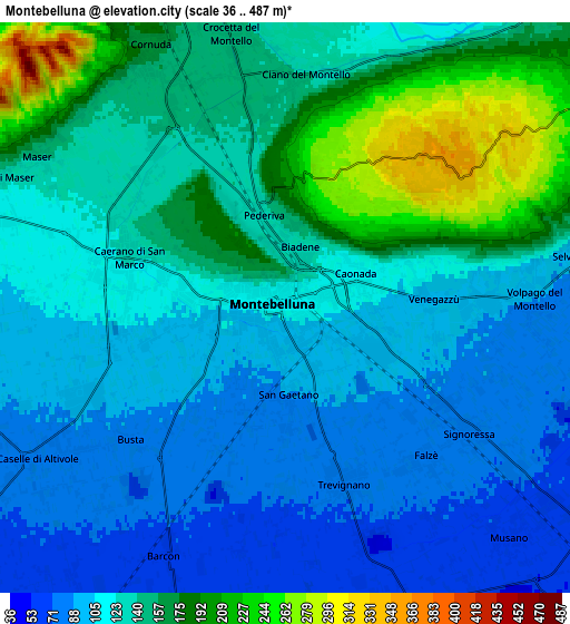 Zoom OUT 2x Montebelluna, Italy elevation map