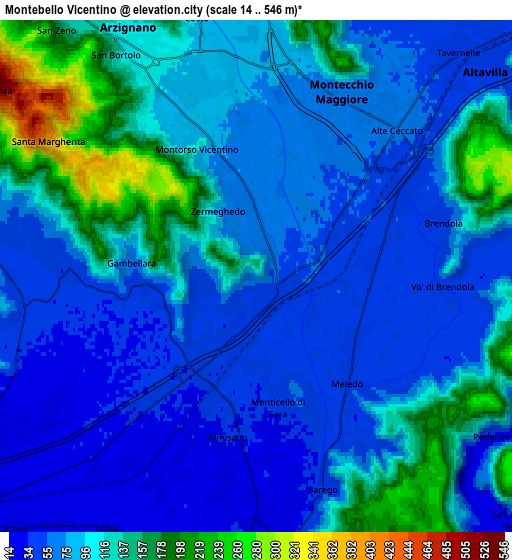Zoom OUT 2x Montebello Vicentino, Italy elevation map