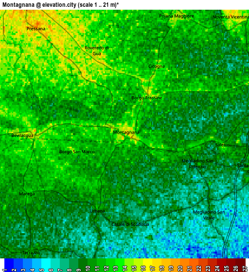 Zoom OUT 2x Montagnana, Italy elevation map