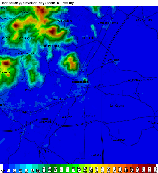 Zoom OUT 2x Monselice, Italy elevation map