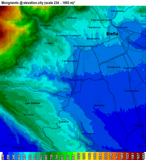 Zoom OUT 2x Mongrando, Italy elevation map