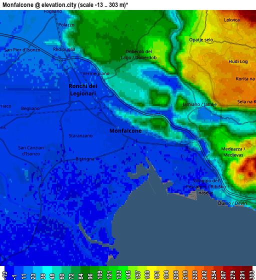 Zoom OUT 2x Monfalcone, Italy elevation map