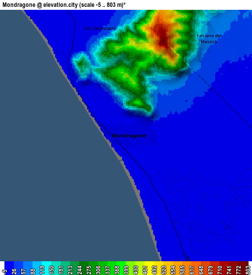 Zoom OUT 2x Mondragone, Italy elevation map