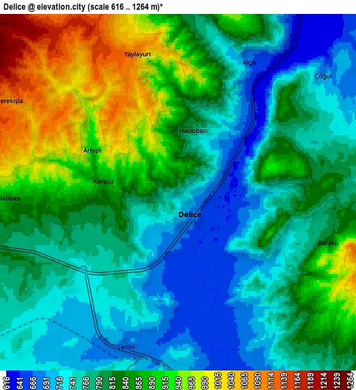 Zoom OUT 2x Delice, Turkey elevation map