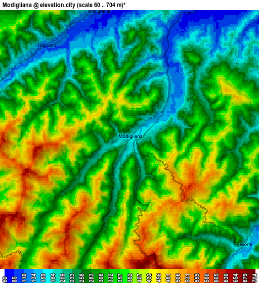 Zoom OUT 2x Modigliana, Italy elevation map