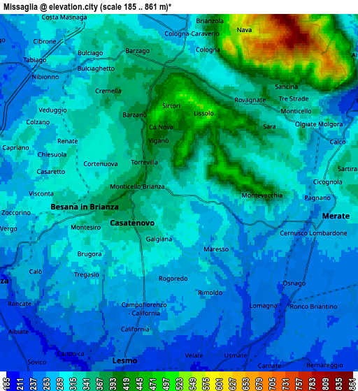 Zoom OUT 2x Missaglia, Italy elevation map