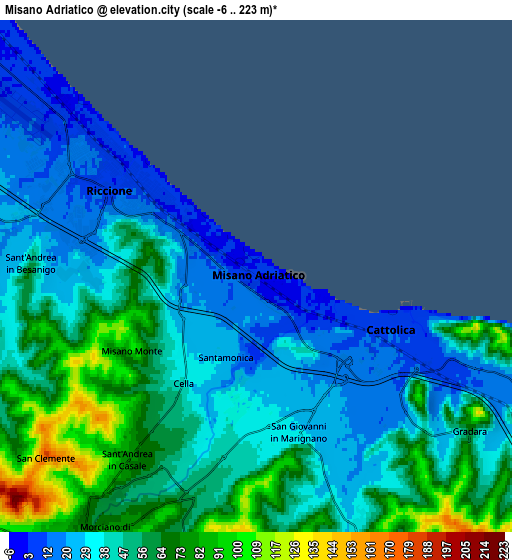 Zoom OUT 2x Misano Adriatico, Italy elevation map