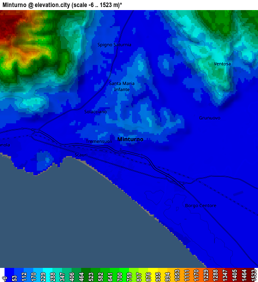 Zoom OUT 2x Minturno, Italy elevation map