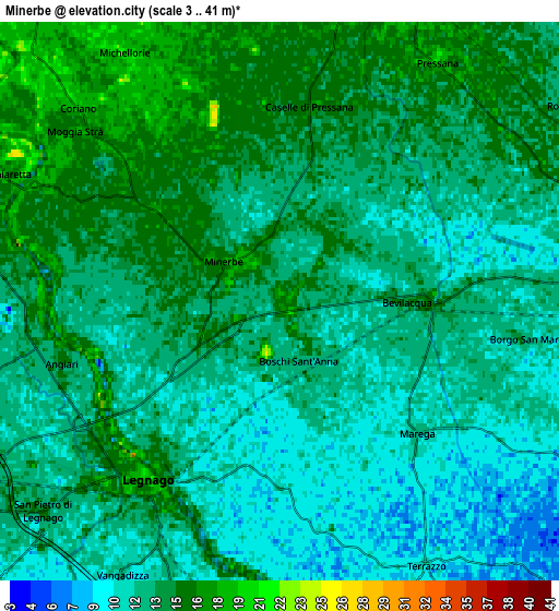 Zoom OUT 2x Minerbe, Italy elevation map