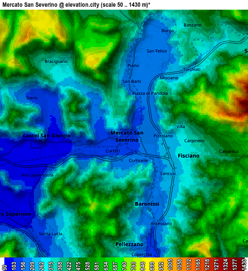 Zoom OUT 2x Mercato San Severino, Italy elevation map