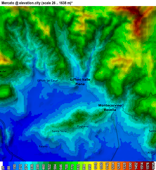 Zoom OUT 2x Mercato, Italy elevation map