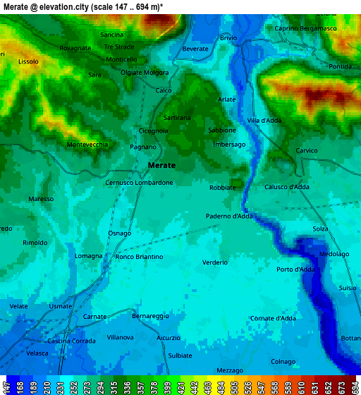 Zoom OUT 2x Merate, Italy elevation map