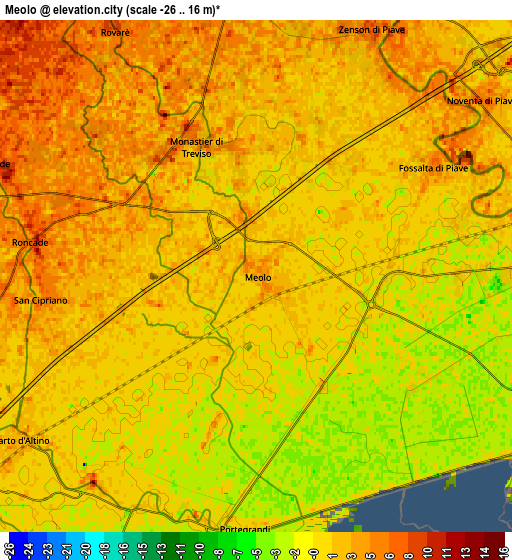 Zoom OUT 2x Meolo, Italy elevation map