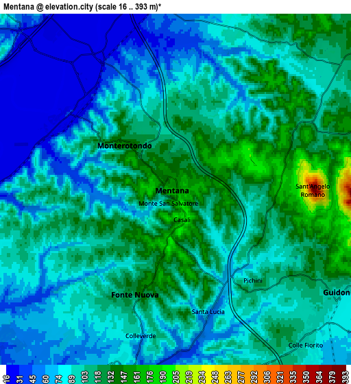 Zoom OUT 2x Mentana, Italy elevation map