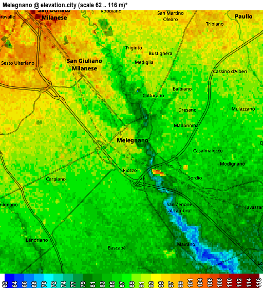 Zoom OUT 2x Melegnano, Italy elevation map