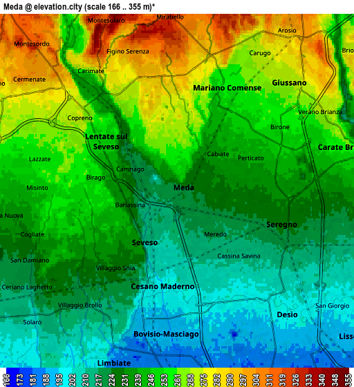 Zoom OUT 2x Meda, Italy elevation map