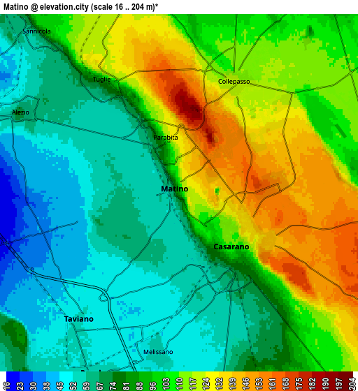 Zoom OUT 2x Matino, Italy elevation map