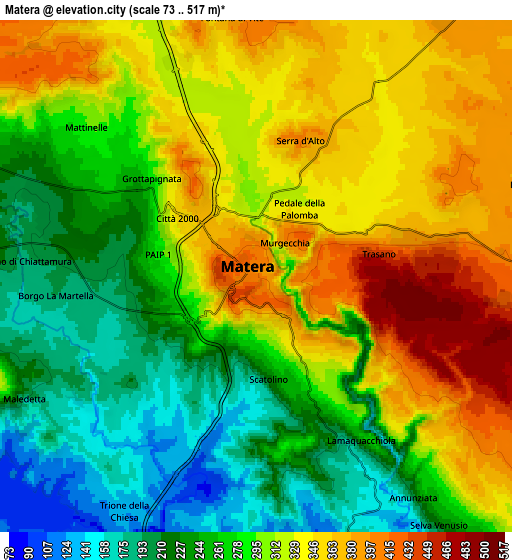 Zoom OUT 2x Matera, Italy elevation map