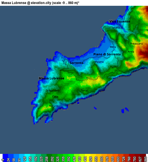 Zoom OUT 2x Massa Lubrense, Italy elevation map