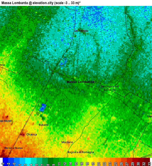 Zoom OUT 2x Massa Lombarda, Italy elevation map