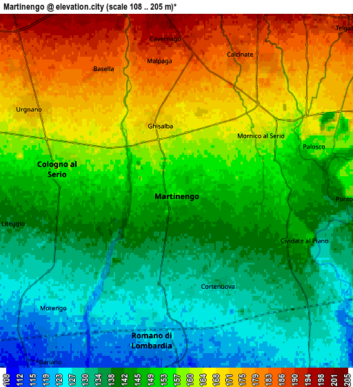 Zoom OUT 2x Martinengo, Italy elevation map