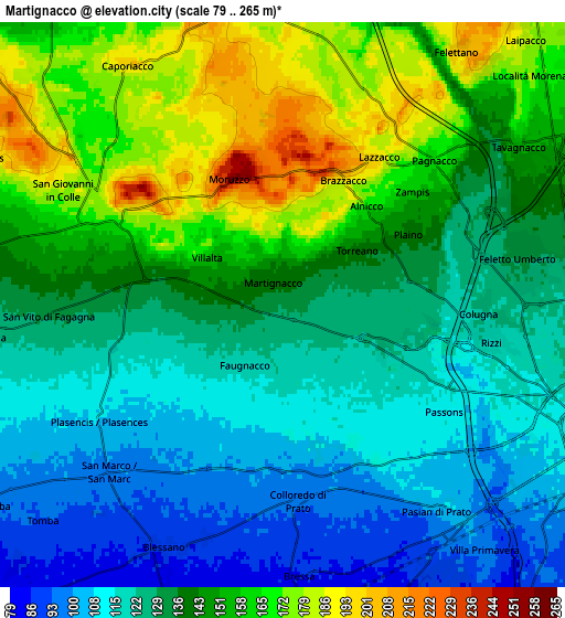 Zoom OUT 2x Martignacco, Italy elevation map