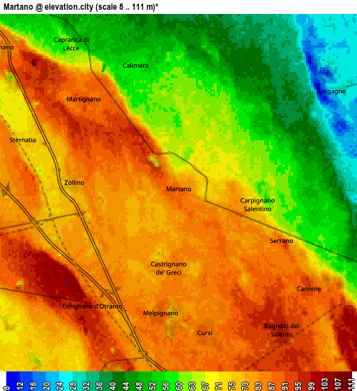 Zoom OUT 2x Martano, Italy elevation map