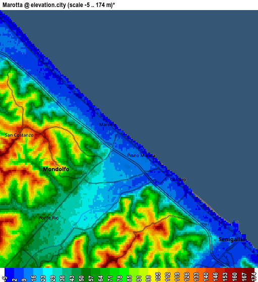 Zoom OUT 2x Marotta, Italy elevation map