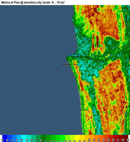 Zoom OUT 2x Marina di Pisa, Italy elevation map