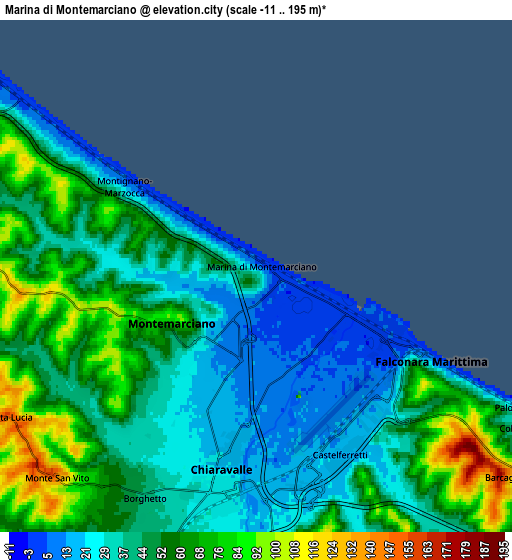 Zoom OUT 2x Marina di Montemarciano, Italy elevation map