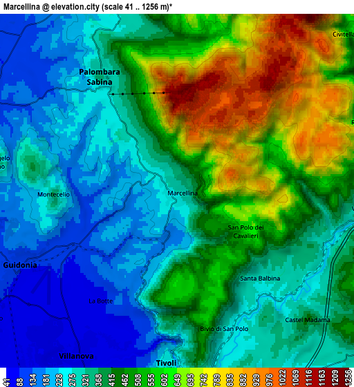 Zoom OUT 2x Marcellina, Italy elevation map