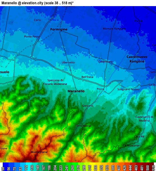 Zoom OUT 2x Maranello, Italy elevation map