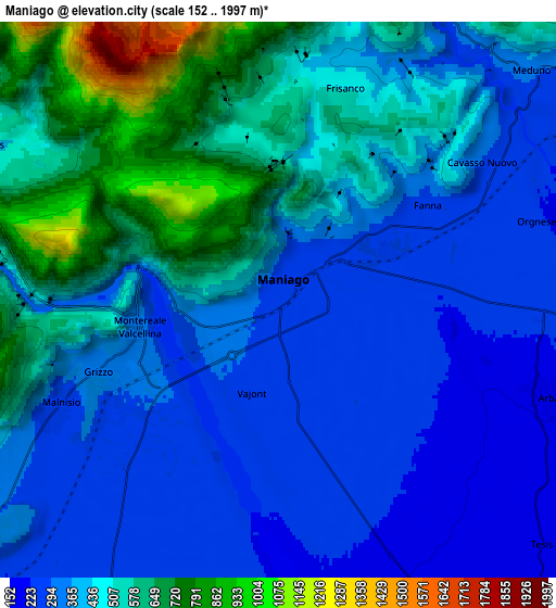 Zoom OUT 2x Maniago, Italy elevation map