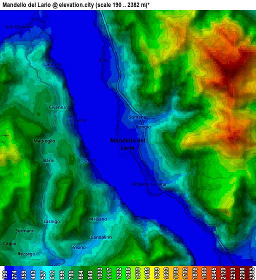 Zoom OUT 2x Mandello del Lario, Italy elevation map