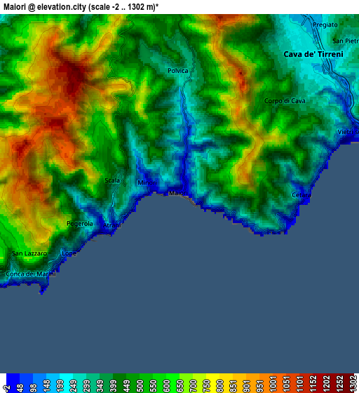 Zoom OUT 2x Maiori, Italy elevation map