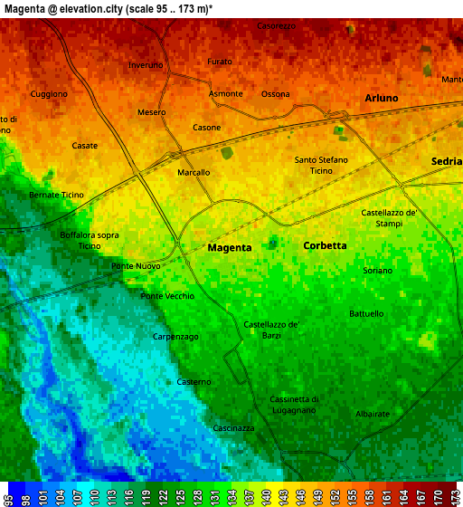 Zoom OUT 2x Magenta, Italy elevation map