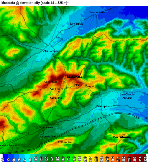 Zoom OUT 2x Macerata, Italy elevation map