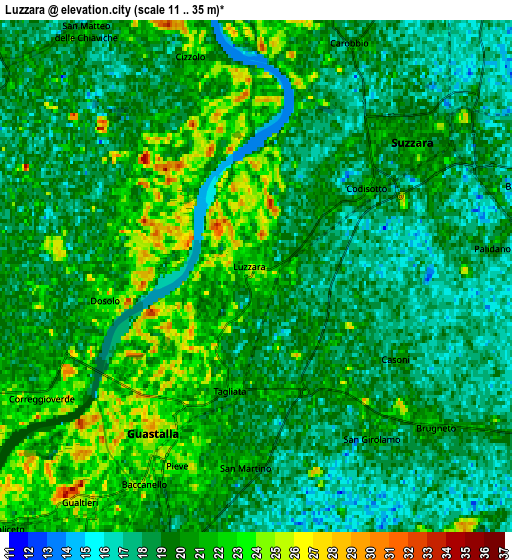 Zoom OUT 2x Luzzara, Italy elevation map